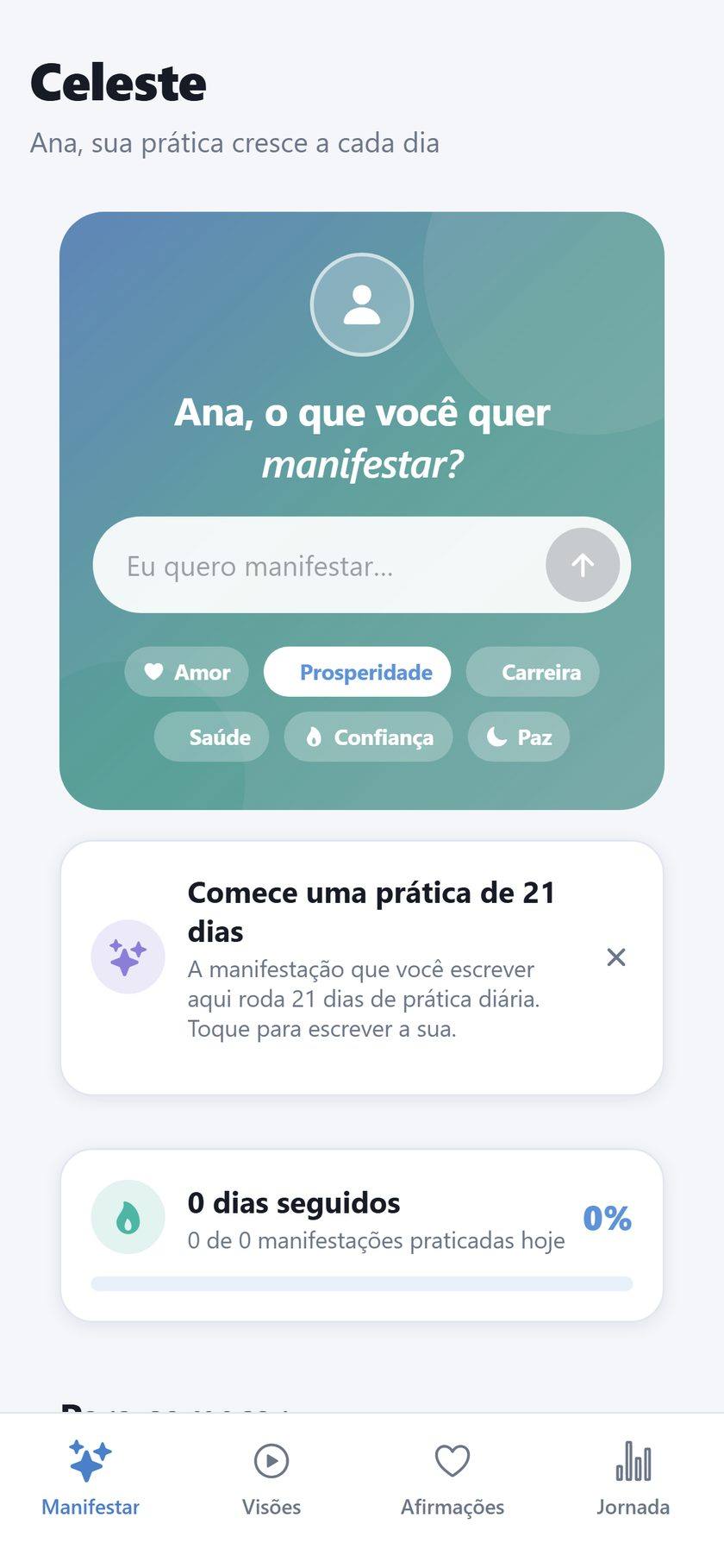 Celeste — home de manifestação