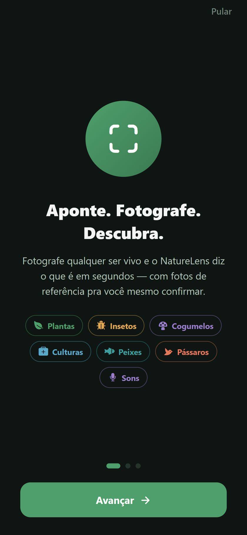 NatureLens rodando